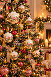 Decoratieve Kerstballen met Bladmotief – Set van 2 | 6 & 8 cm - productafbeelding 3