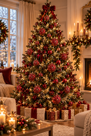 Luxe Rode Kerstballen met Bloemendecoratie – Set van 2 | 6 & 8 cm - productafbeelding 3