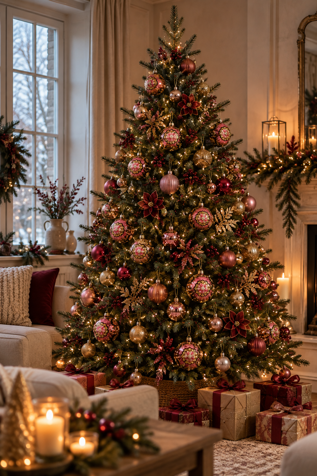 Luxe Roze Kerstbal met Bloemdetail – 6 cm & 8 cm - productafbeelding 4