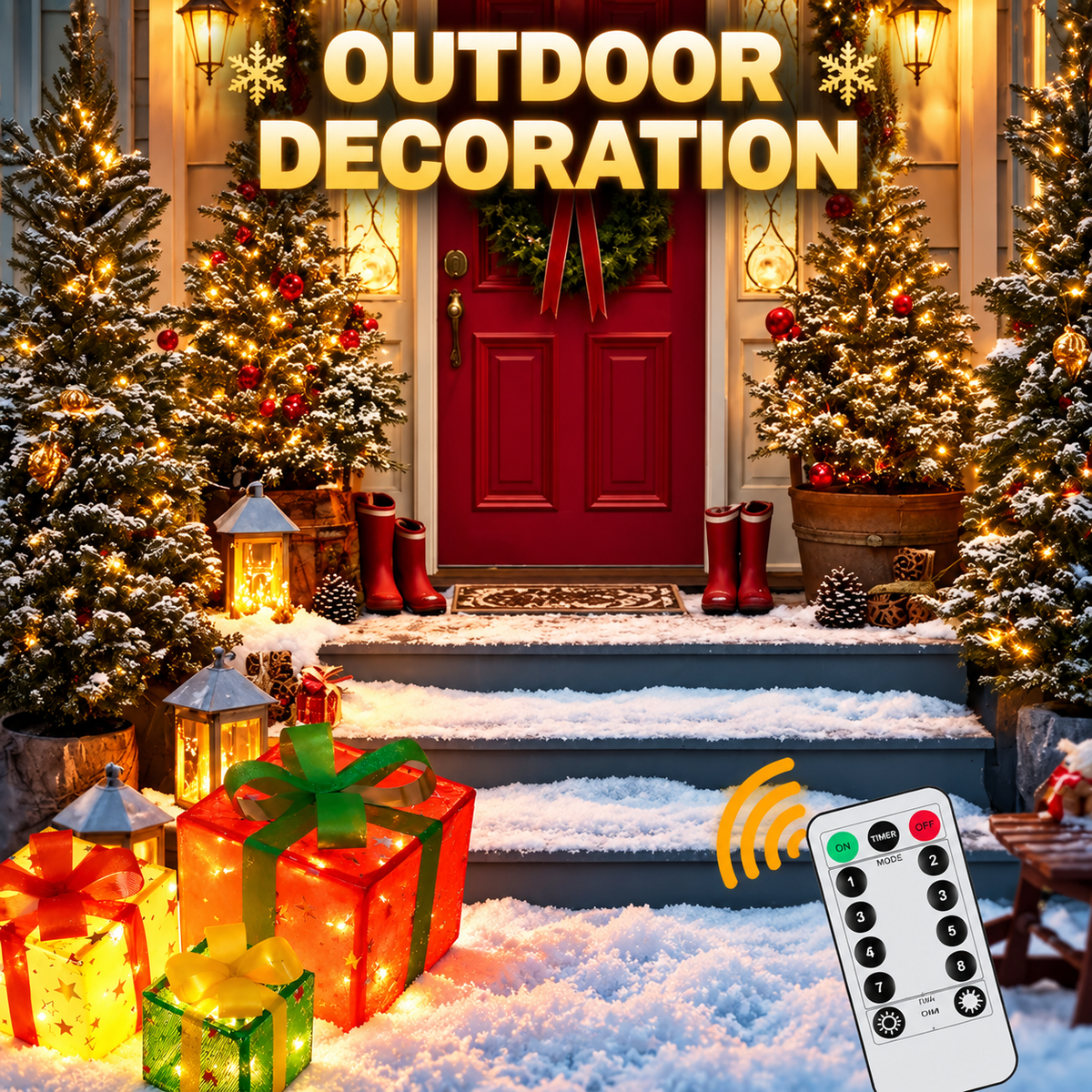 Verlichte Kerstcadeaudozen – Set van 3 | Afstandsbediening & 8 Lichtstanden - productafbeelding 6