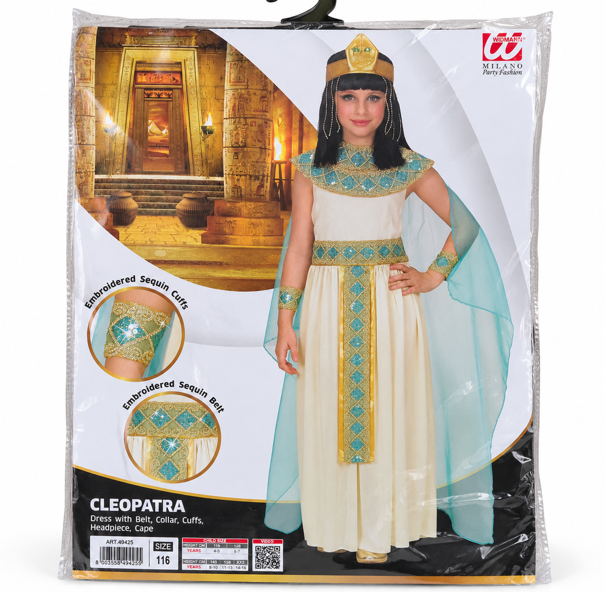 Widmann Cleopatra Kostuum Meisje – 4-5 jaar / Maat 116 - verpakking 2