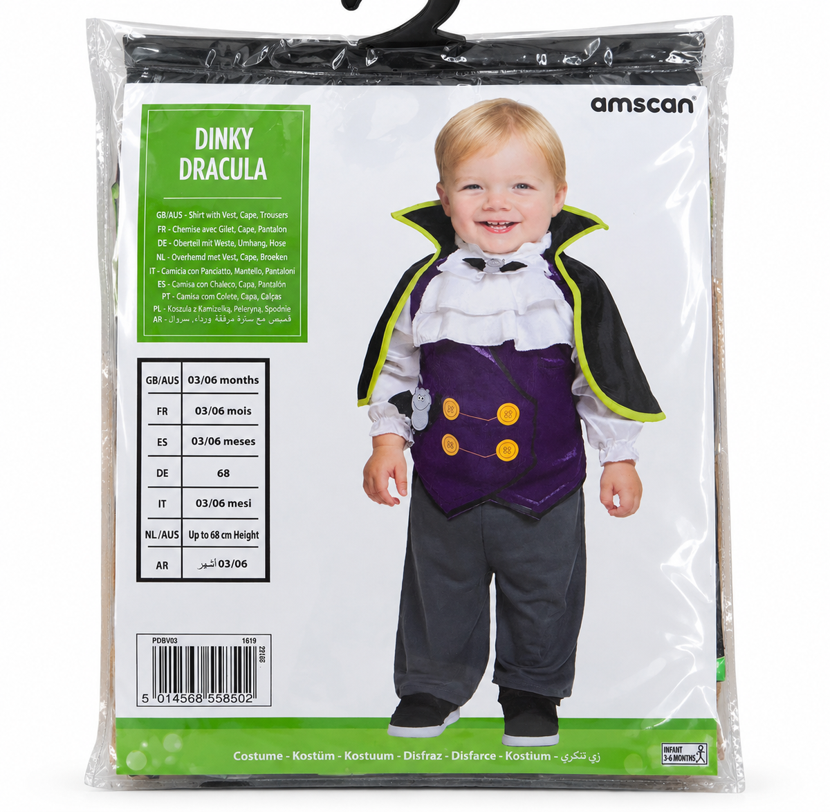 Amscan Dinky Dracula Baby Kostuum – 3-6 maanden / 68 cm - verpakking 2