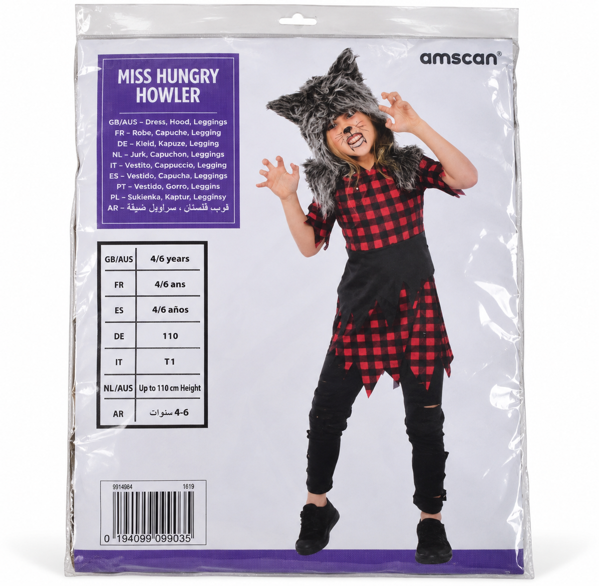 Amscan Miss Hungry Howler Kinderkostuum – 4-6 jaar / 110 cm - verpakking 2