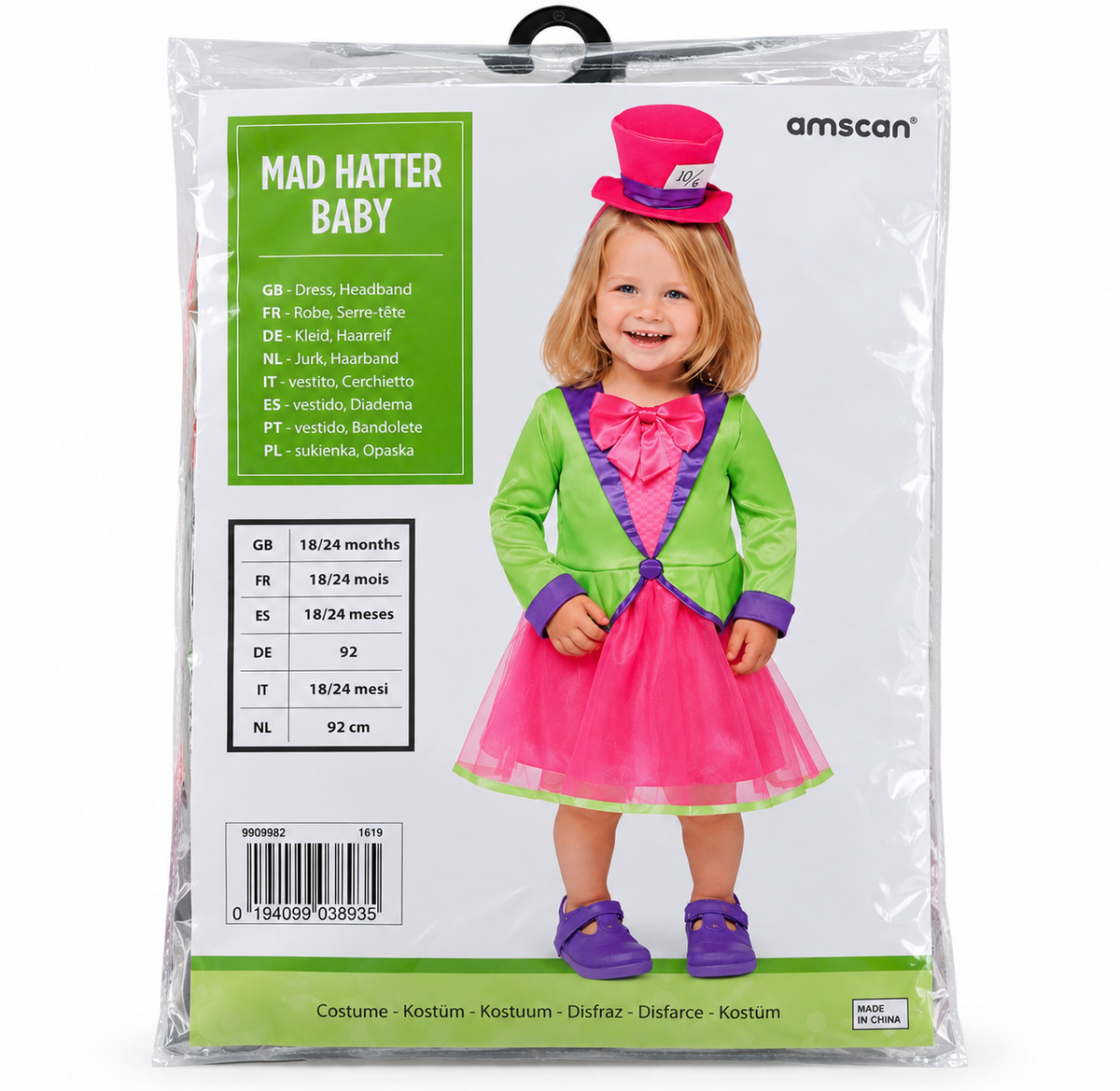 Amscan Mad Hatter Baby Kostuum – 18-24 maanden / 92 cm - verpakking 2