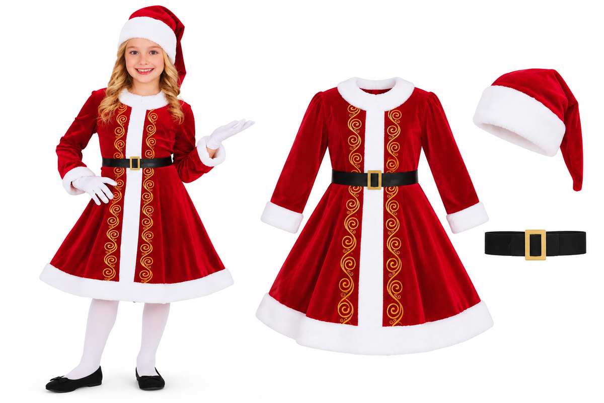 Guirca Mrs. Claus Kerstkostuum Meisje – 3-4 jaar - productafbeelding 1