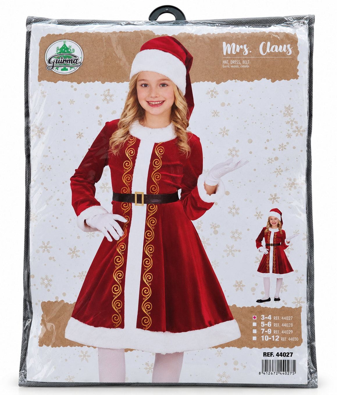 Guirca Mrs. Claus Kerstkostuum Meisje – 3-4 jaar - verpakking 2