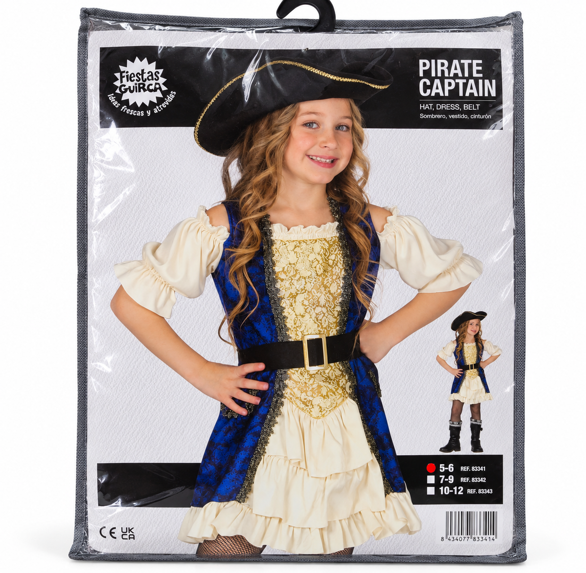 Fiestas Guirca Pirate Captain Piratenkostuum Meisje – 5-6 jaar - verpakking 2