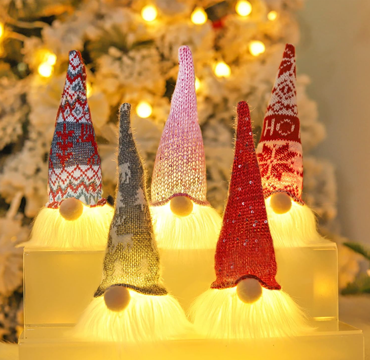 Verlichte Kerstkabouters – Set van 5 | Warm Wit LED – 20 cm