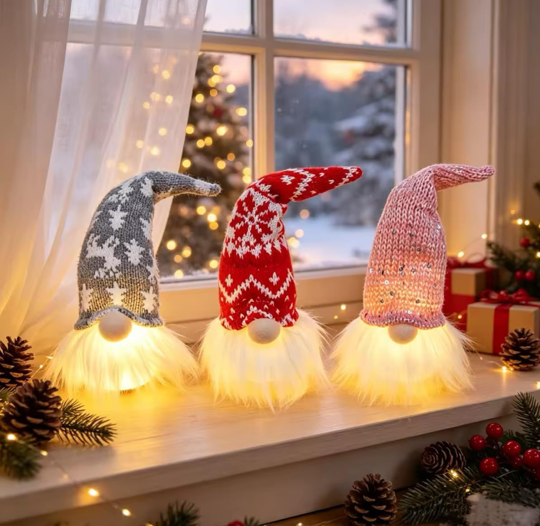 Verlichte Kerstkabouters – Set van 5 | Warm Wit LED – 20 cm - productafbeelding 3