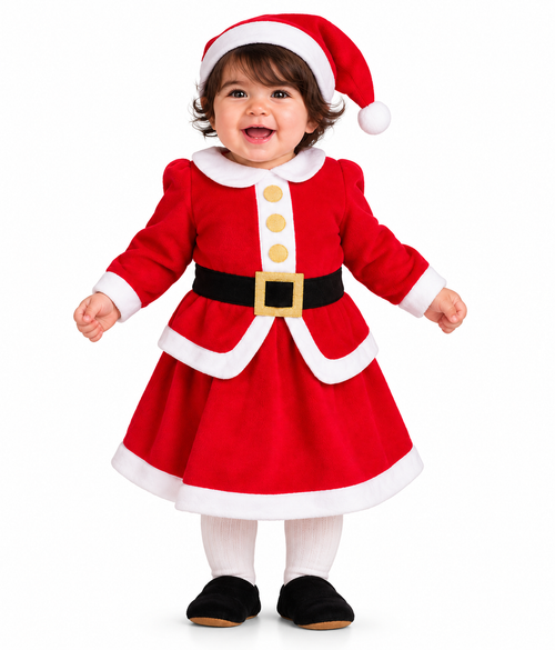 Amscan Little Miss Santa Baby Kerstkostuum – 12-18 maanden / 86 cm - productafbeelding 1