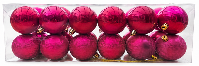 Kerstballenset Fuchsia – 24 stuks – Ø 6 cm