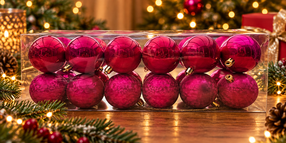 Kerstballenset Fuchsia – 24 stuks – Ø 6 cm - productafbeelding 3