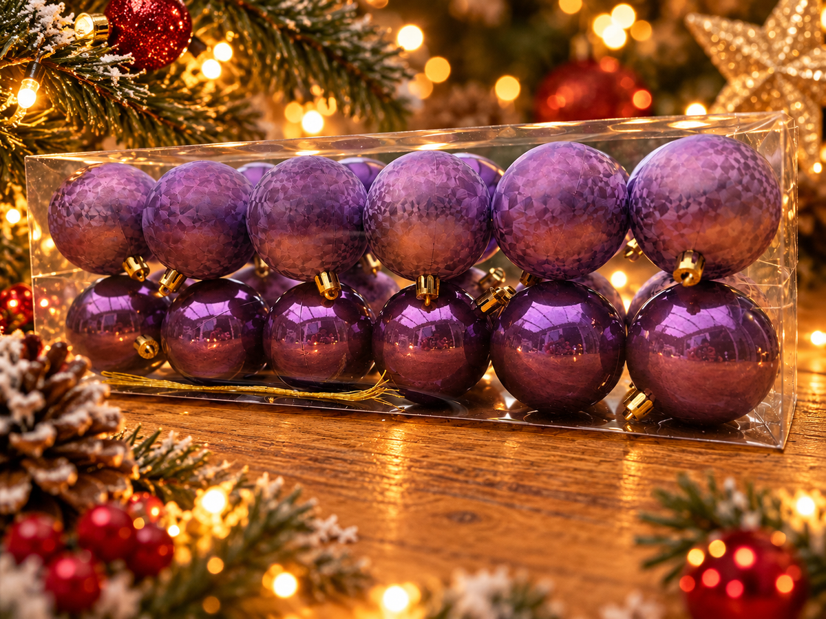 Kerstballenset Paars & Lila – 24 stuks – Ø 6 cm - productafbeelding 3