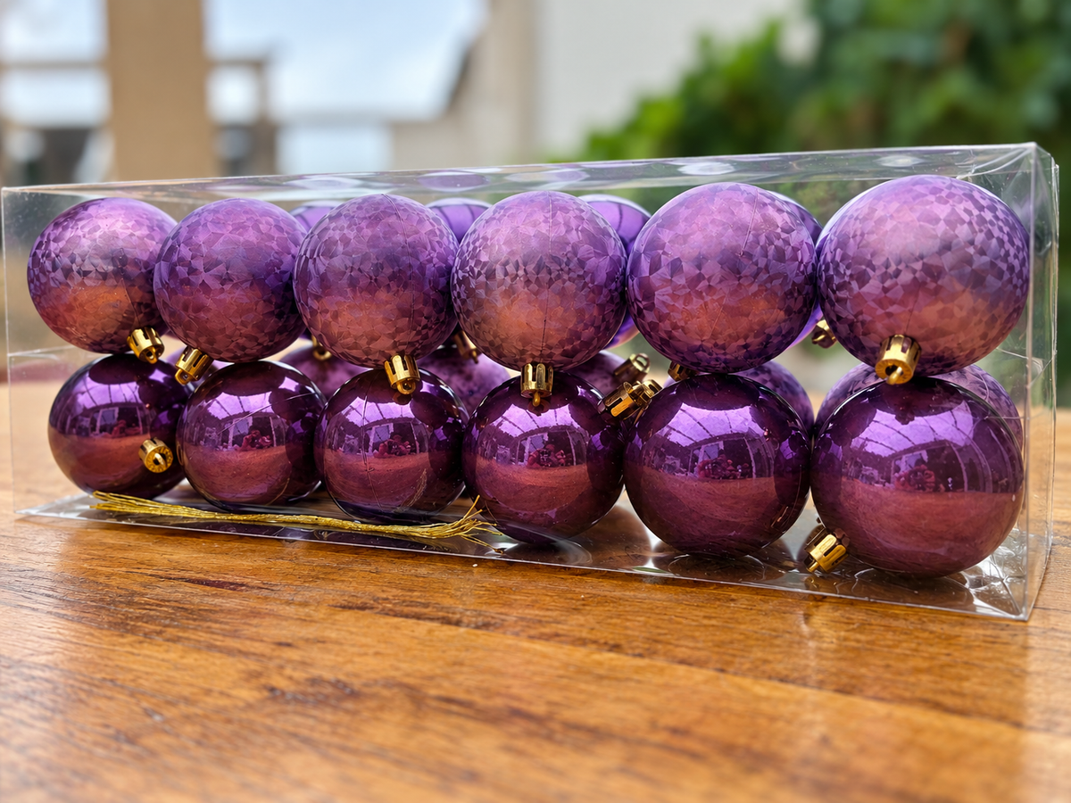Kerstballenset Paars & Lila – 24 stuks – Ø 6 cm - productafbeelding 2