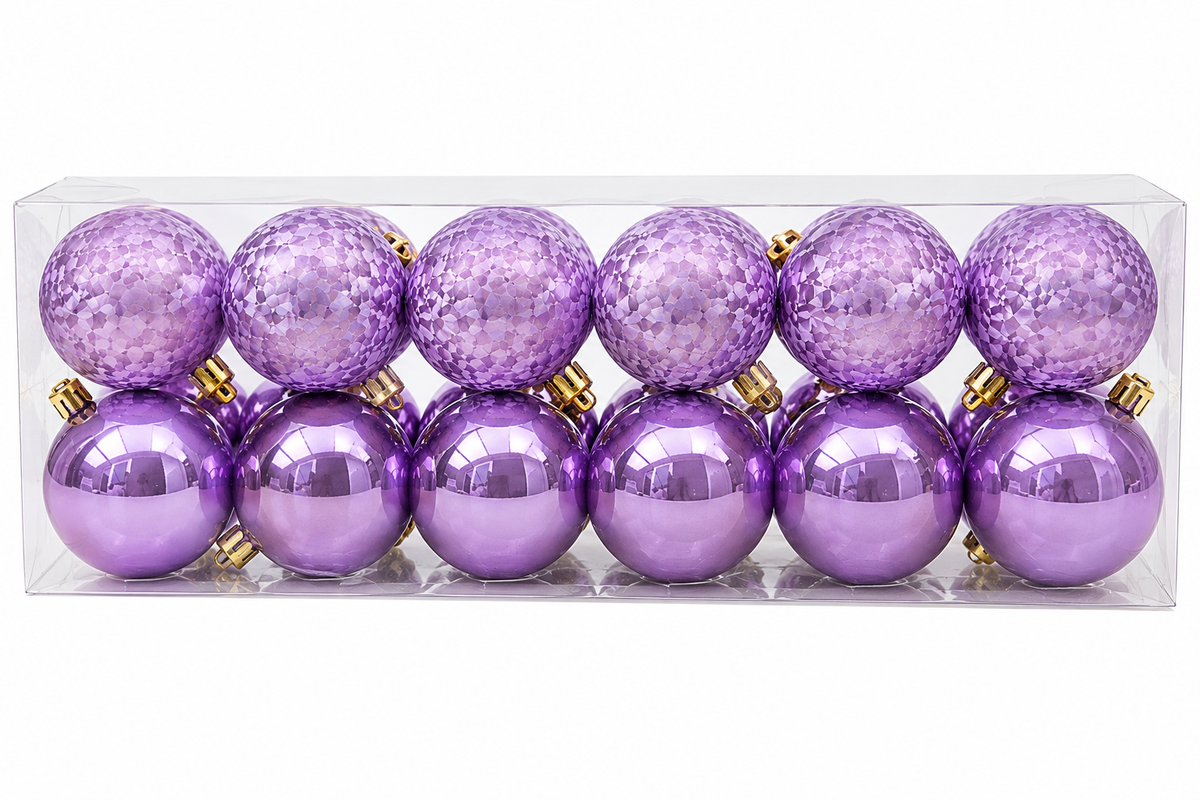 Kerstballenset Paars & Lila – 24 stuks – Ø 6 cm - productweergave 1