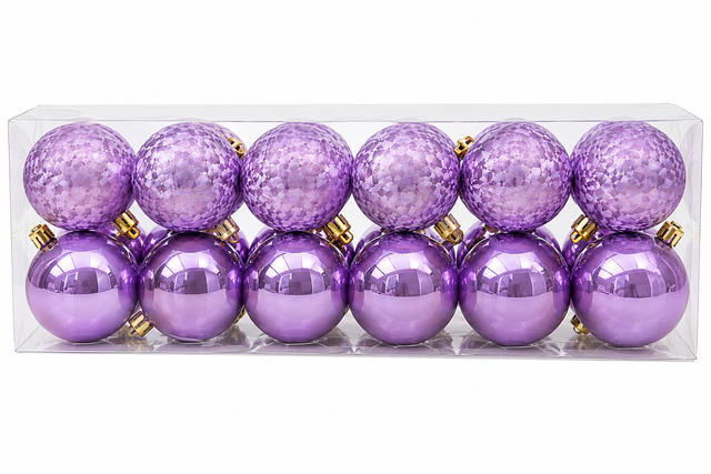 Kerstballenset Paars & Lila – 24 stuks – Ø 6 cm