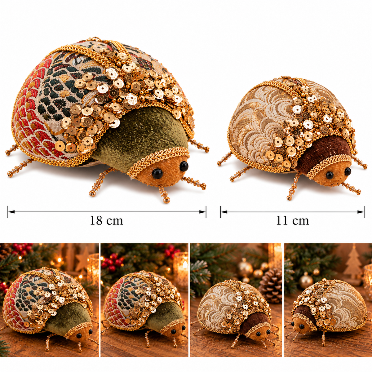 Decoratieve Kerstkevers – Set van 2 | Groot & Klein - afmetingen 6